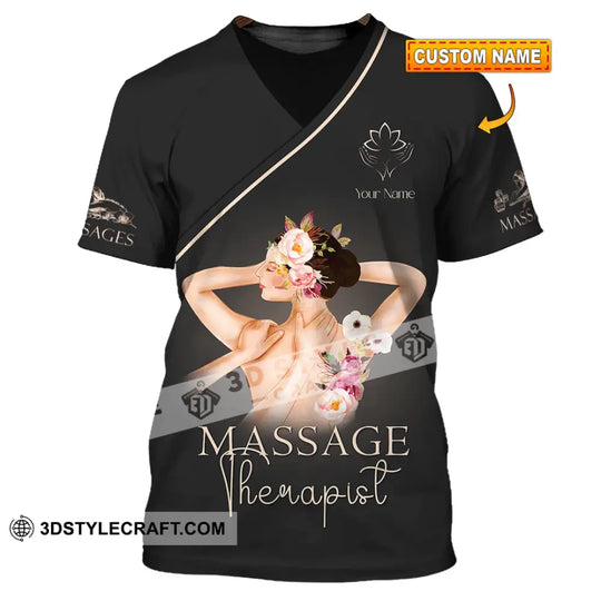 Unisex Shirt - Custom Name Shirt Black Massage Therapist style option 1