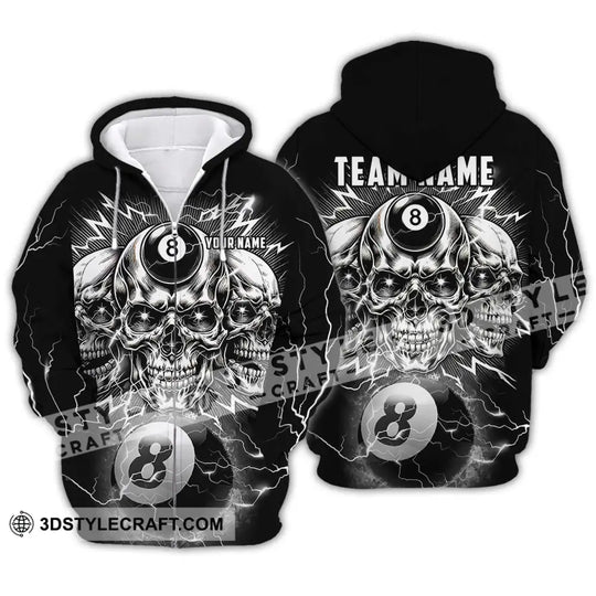 Unisex Shirt - Custom Name Black Skull Billiard Shirt style option 2