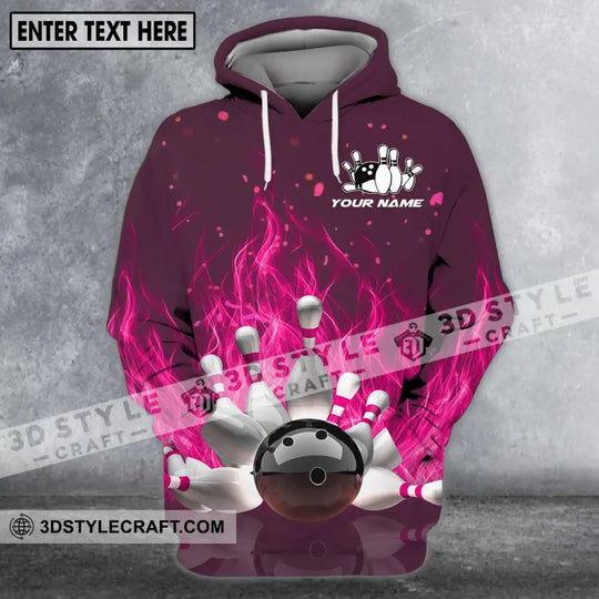 Unisex Shirt - Custom Name Shirt - Bowling Ball Hot Pink Fire style option 2