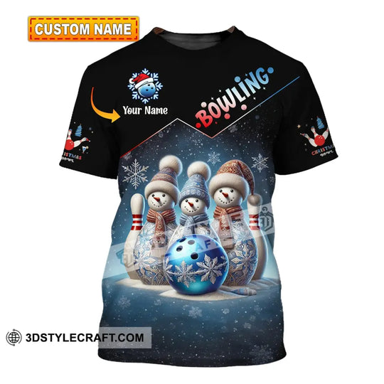 Unisex Shirt, Custom Name Bowling Christmas Shirt, Bowling Love Shirt, Christmas Gift style option 1