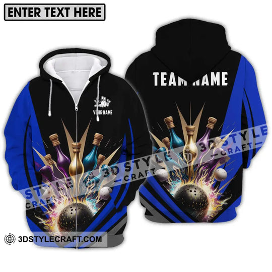 Unisex Shirt - Custom Name Bowling Lover Shirt, Color Pins Bowling style option 2