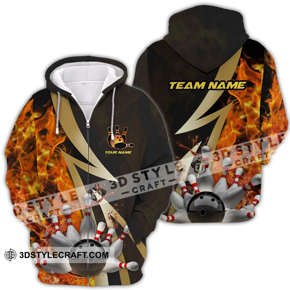 Unisex Shirt - Custom Name Bowling Player Zipper Hoodie / S T-Shirt