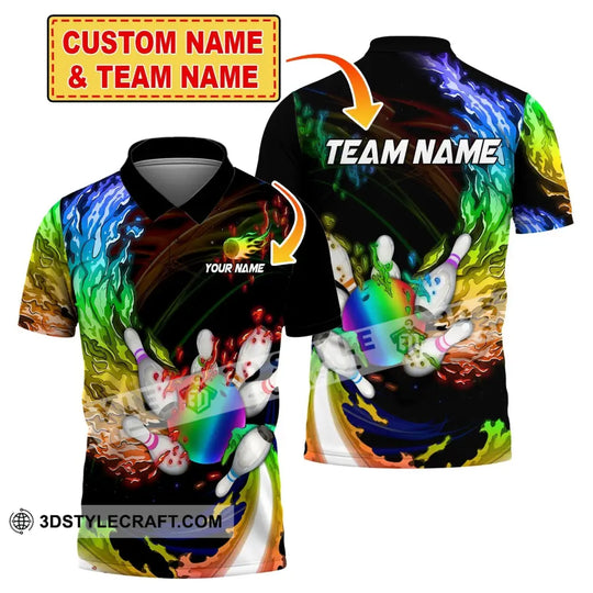 Unisex Shirt, Custom Name Bowling Polo Shirt, Bowling T-Shirt, Bowling Hoodie Long Sleeve Shirt style option 1