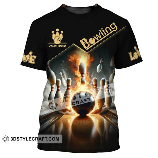 Unisex Shirt - Custom Name Boxing, Fire Bowling Ball Shirt For Bowling Lover style option 2