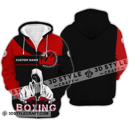 Unisex Shirt - Custom Name Boxing Shirt - Gift For Boxing Player, Black And Red Boxing Shirt style option 4