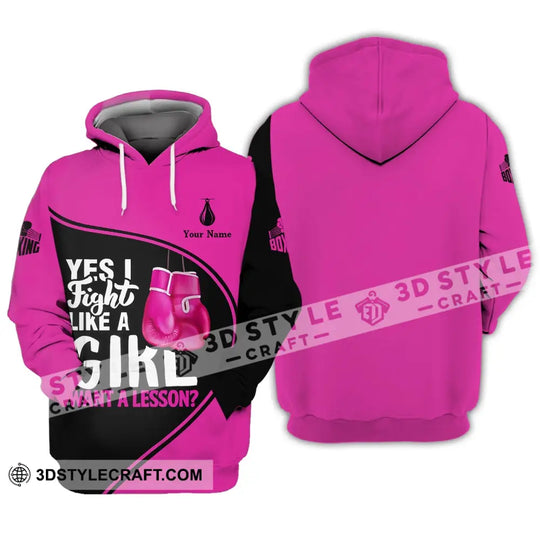 Unisex Shirt - Custom Name Boxing Shirt - Gift For Boxing Player, I Fight Like A Girl Want A Lesson style option 3
