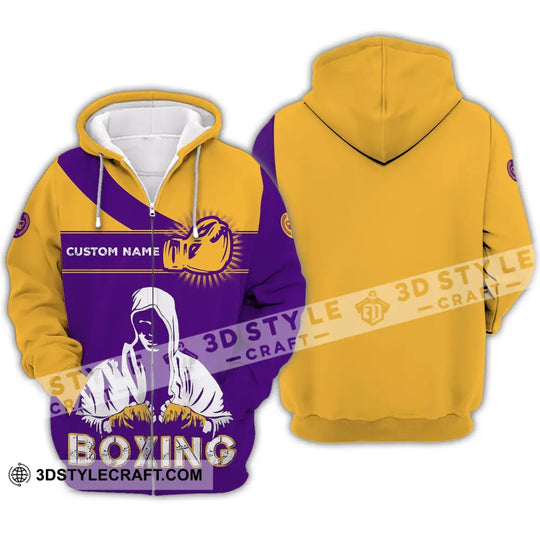 Unisex Shirt - Custom Name Boxing Shirt - Gift For Boxing Player, Purple And Yellow Boxing Shirt style option 4