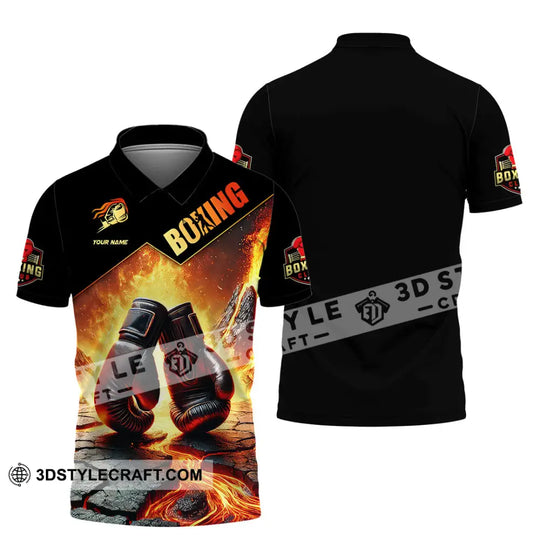 Unisex Shirt, Custom Name Boxing Shirt, Boxing Lover Polo Long Sleeve Shirt, Boxing Gift style option 4