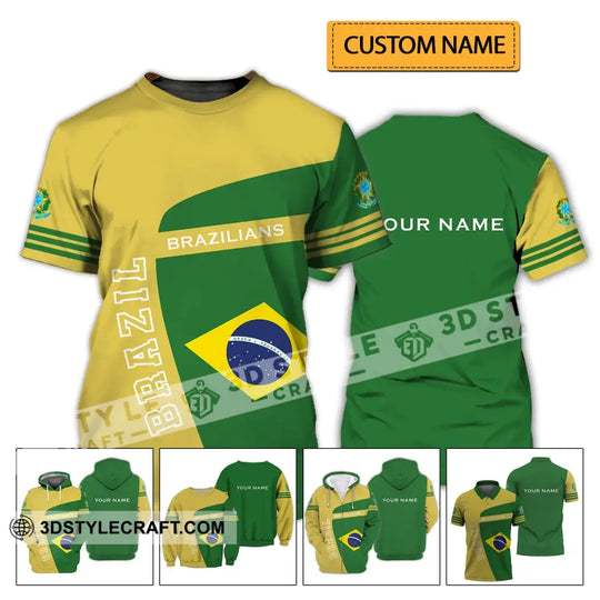 Unisex Shirt - Custom Name Shirt - Brazil World Cup Sport Shirt style option 2