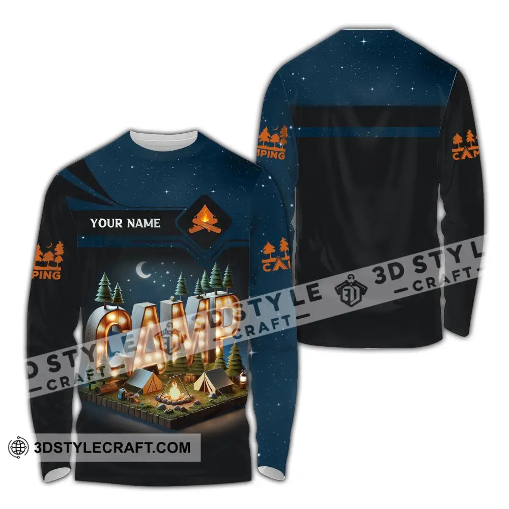 Unisex Shirt Custom Name Camping Gift For Lover Long Sleeve / S T-Shirt