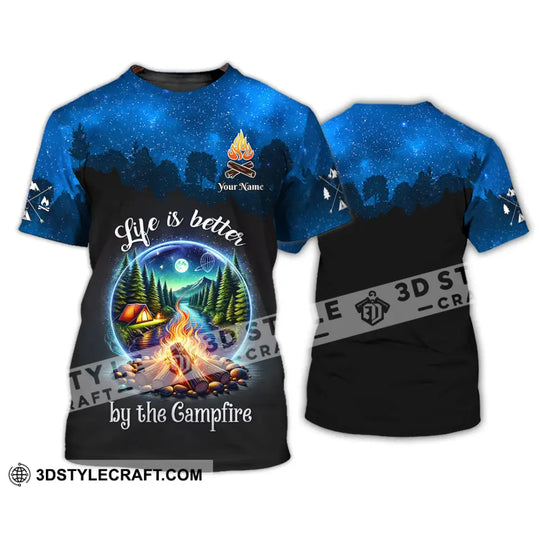 Unisex Shirt, Custom Name Camping Shirt, Camping Polo Long Sleeve, Campfire T-Shirt style option 2
