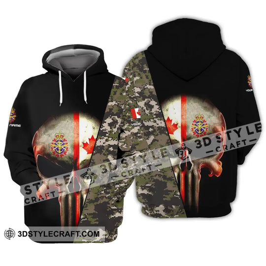 Unisex Shirt - Custom Name Shirt - Canadian Skull With Camouflage Pattern style option 3