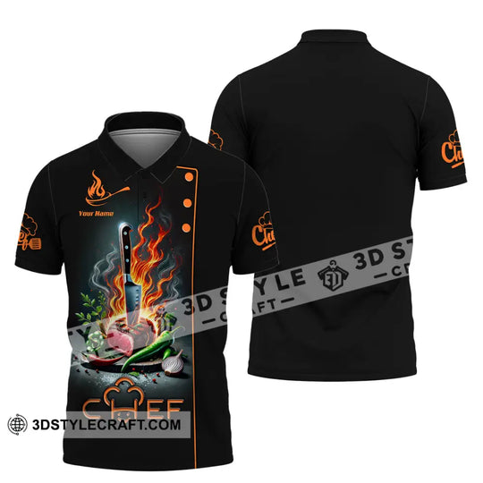 Unisex Shirt, Custom Name Chef Shirt, Chef Apparel, Chef Polo Long Sleeve, Cooking Love T-Shirt style option 4