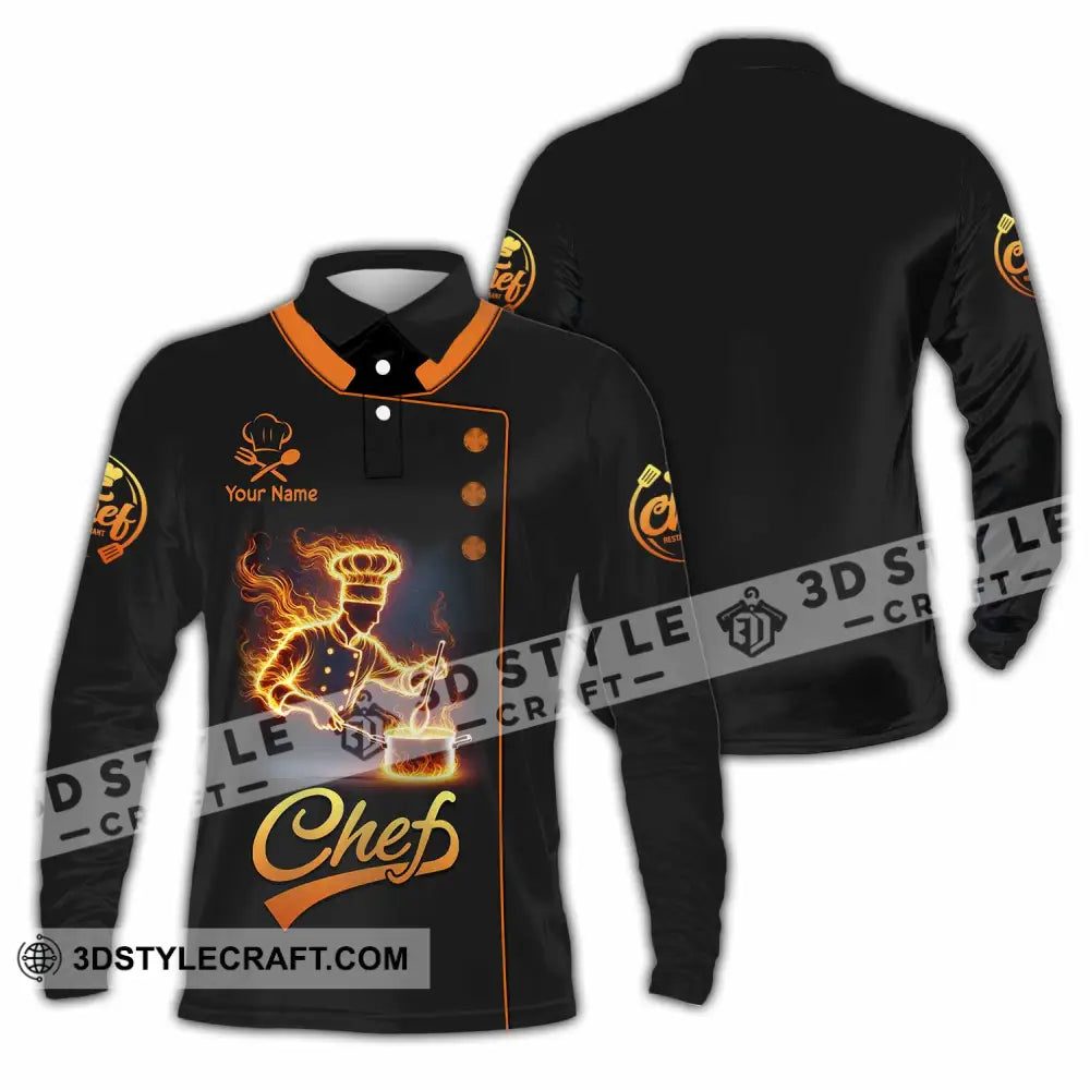 Unisex Shirt Custom Name Chef Gift For Chefs Long Sleeve Polo / S T-Shirt