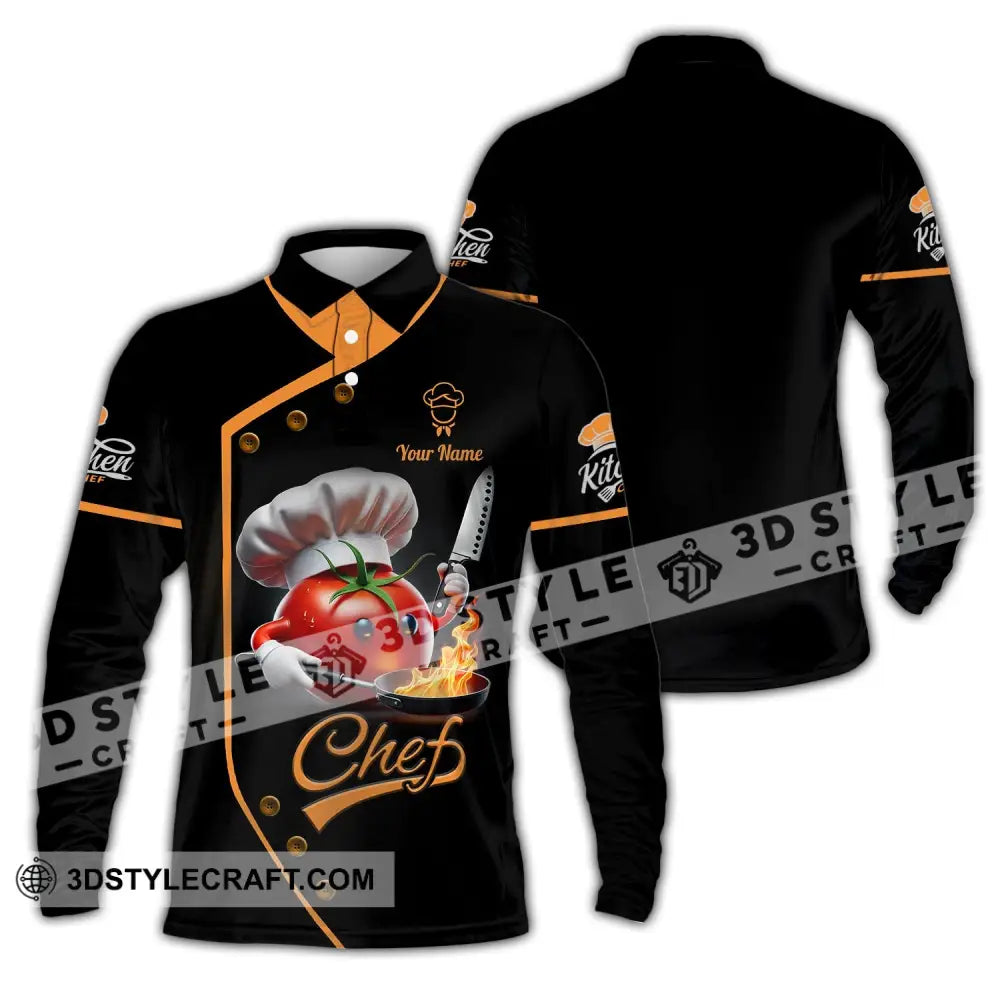 Unisex Shirt Custom Name Chef Gift Long Sleeve Polo / S T-Shirt