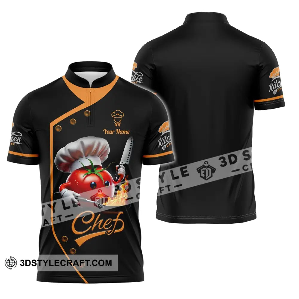 Unisex Shirt Custom Name Chef Gift Zipper Polo / S T-Shirt