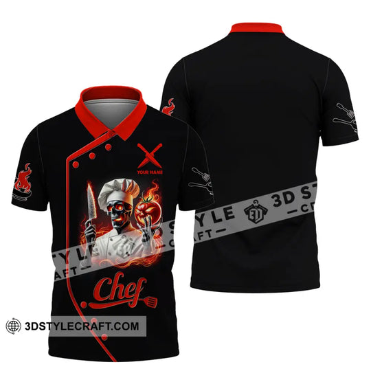 Unisex Shirt, Custom Name Chef Shirt, Chef Polo Long Sleeve Shirt style option 4