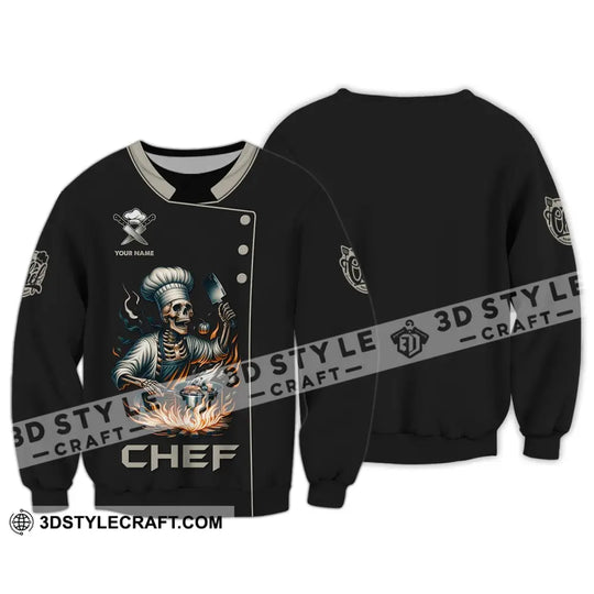Unisex Shirt, Custom Name Chef Shirt, Skull Cooking Chef, Gift for Cooking Lovers style option 3