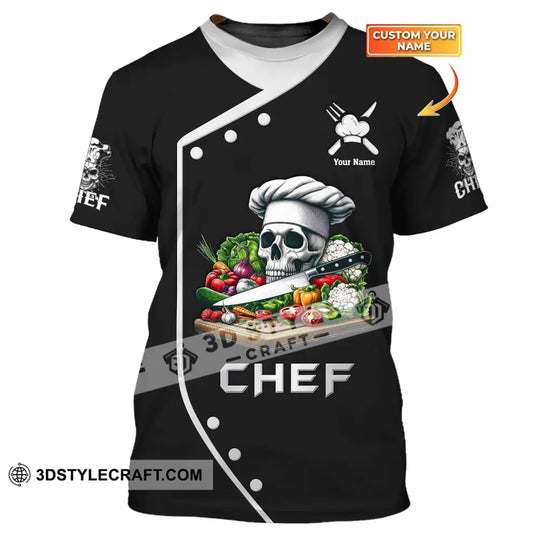 Unisex Shirt, Custom Name Chef Shirt, Chef Skull, Chef Polo Long Sleeve, Gift for Chefs style option 1