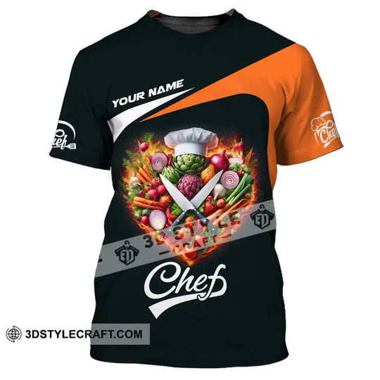 Unisex Shirt - Custom Name Chef Shirt, Vegetables Black And Orange Shirt style option 2