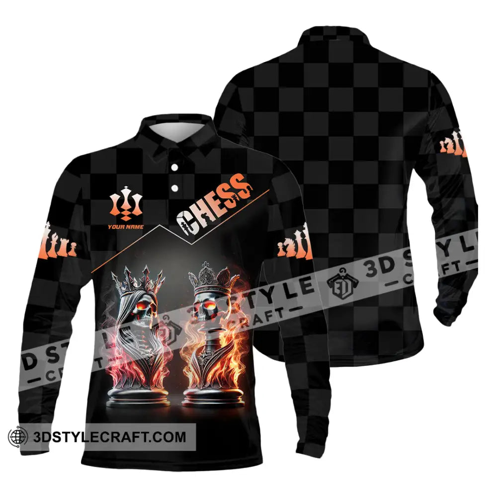 Unisex Shirt Custom Name Chess King And Queen Apparel Love T-Shirt Long Sleeve Polo / S T-Shirt