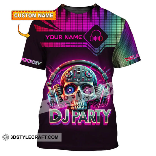Unisex Shirt, Custom Name Disc Jockey Shirt, DJ Skull Hoodie Shirt Polo Long Sleeve, Gift for DJ style option 1