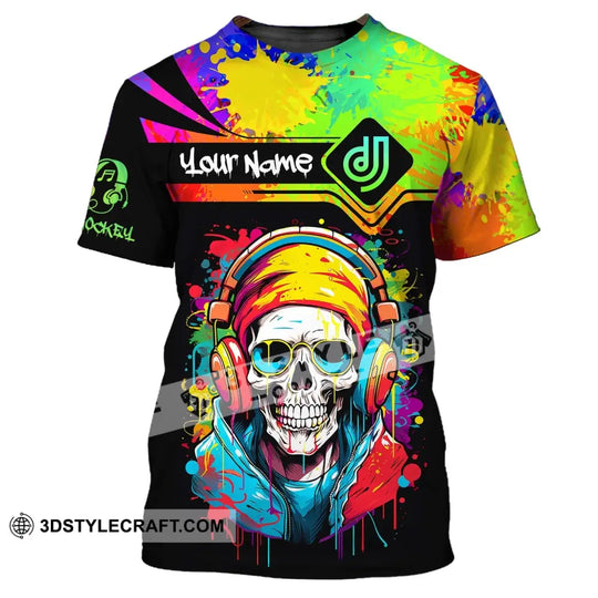 Unisex Shirt, Custom Name Disc Jockey Shirt, DJ Skull Hoodie Shirt Polo Long Sleeve, Gift for DJ style option 2