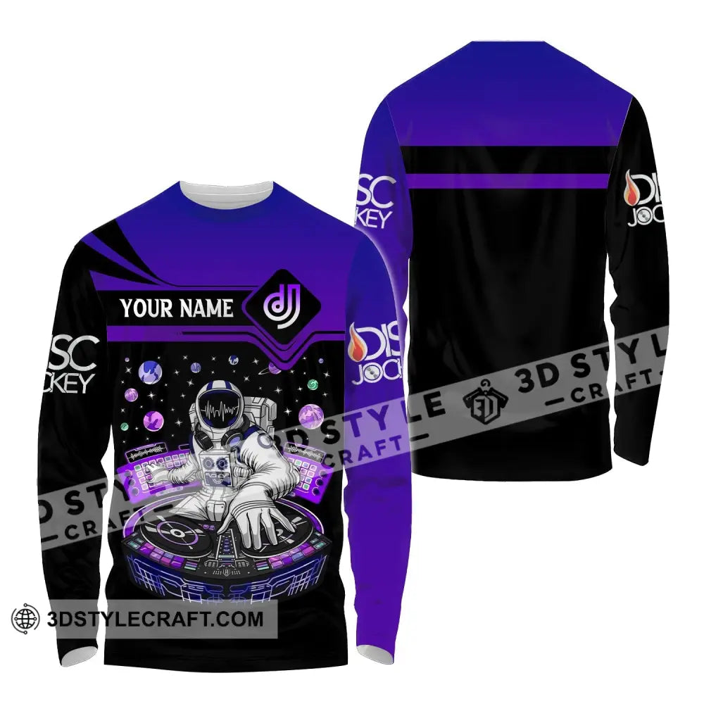 Unisex Shirt Custom Name Disc Jockey Dj Space Hoodie Polo Long Sleeve / S T-Shirt