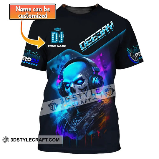 Unisex Shirt, Custom Name Disc Jockey T-Shirt, Deejay Shirt, DJ Skull, Gift For DJ style option 1