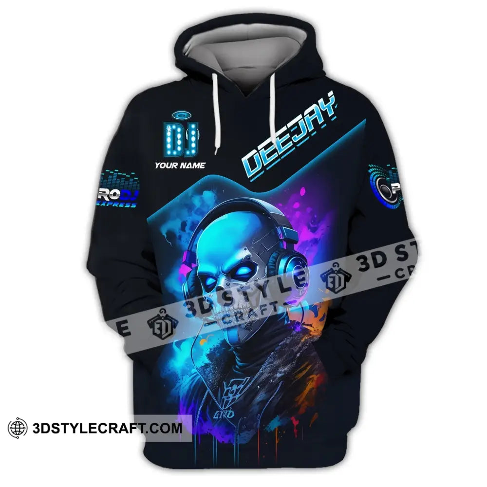 Unisex Shirt Custom Name Disc Jockey T-Shirt Deejay Dj Skull Gift For Hoodie / S