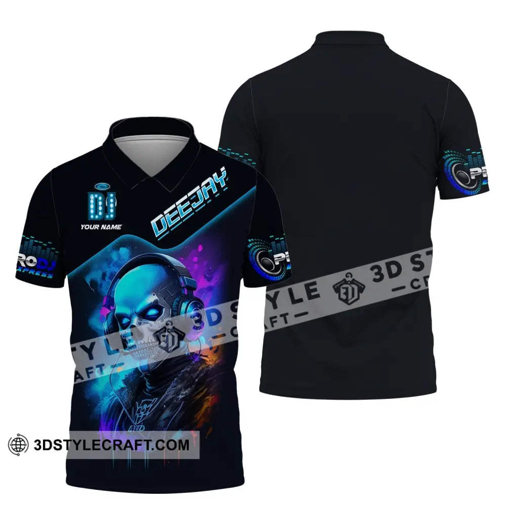 Unisex Shirt Custom Name Disc Jockey T-Shirt Deejay Dj Skull Gift For Polo / S