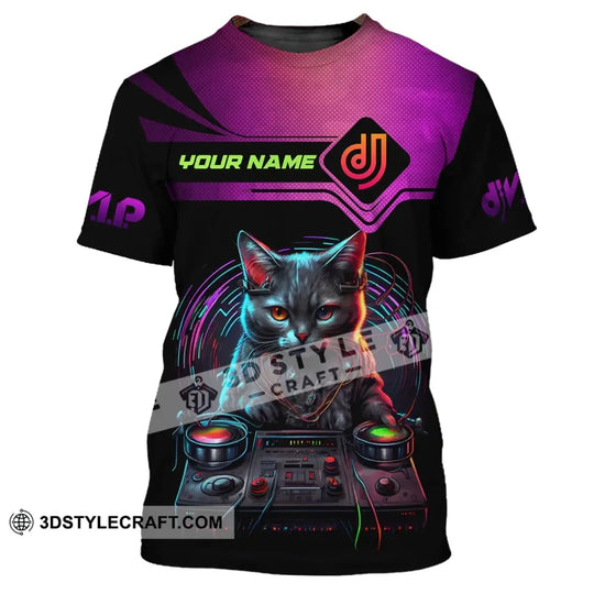 Unisex Shirt, Custom Name Disc Jockey T-Shirt, DJ Cat Shirt, Gift For DJ style option 2