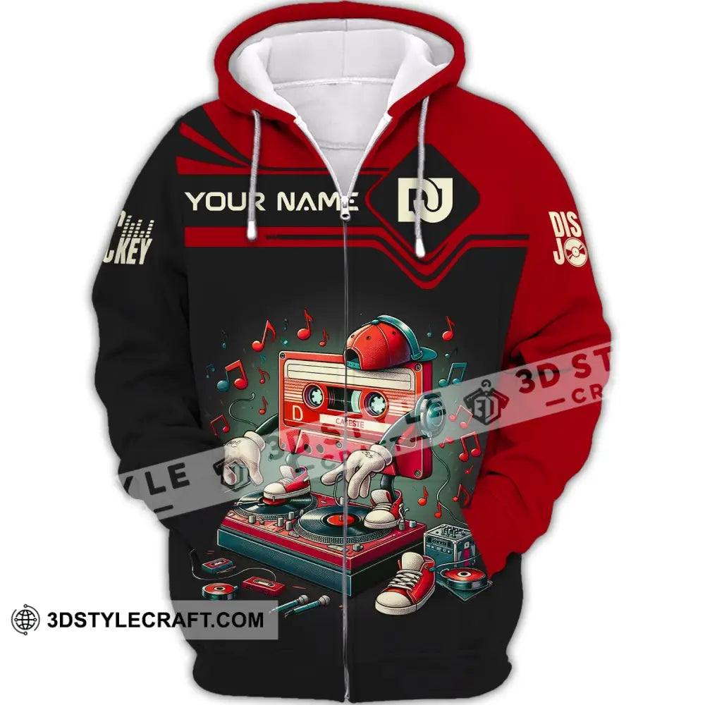 Unisex Shirt Custom Name Disc Jockey T-Shirt Dj Music Lover Gift Zipper Hoodie / S
