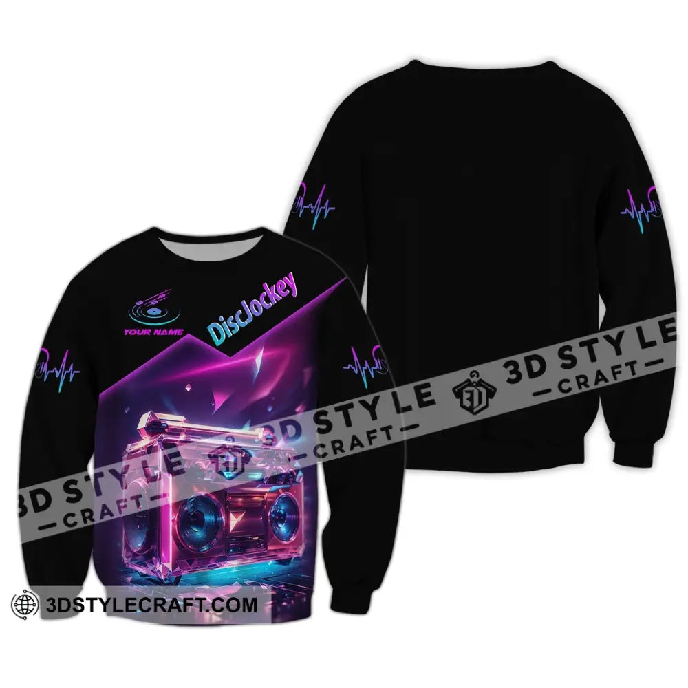 Unisex Shirt Custom Name Disc Jockey T-Shirt Music Lover Dj Long Sleeve / S