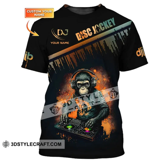 Unisex Shirt, Custom Name Disc Jockey T-Shirt, Music Lover Shirt, DJ Monkey, Gift For DJ style option 1