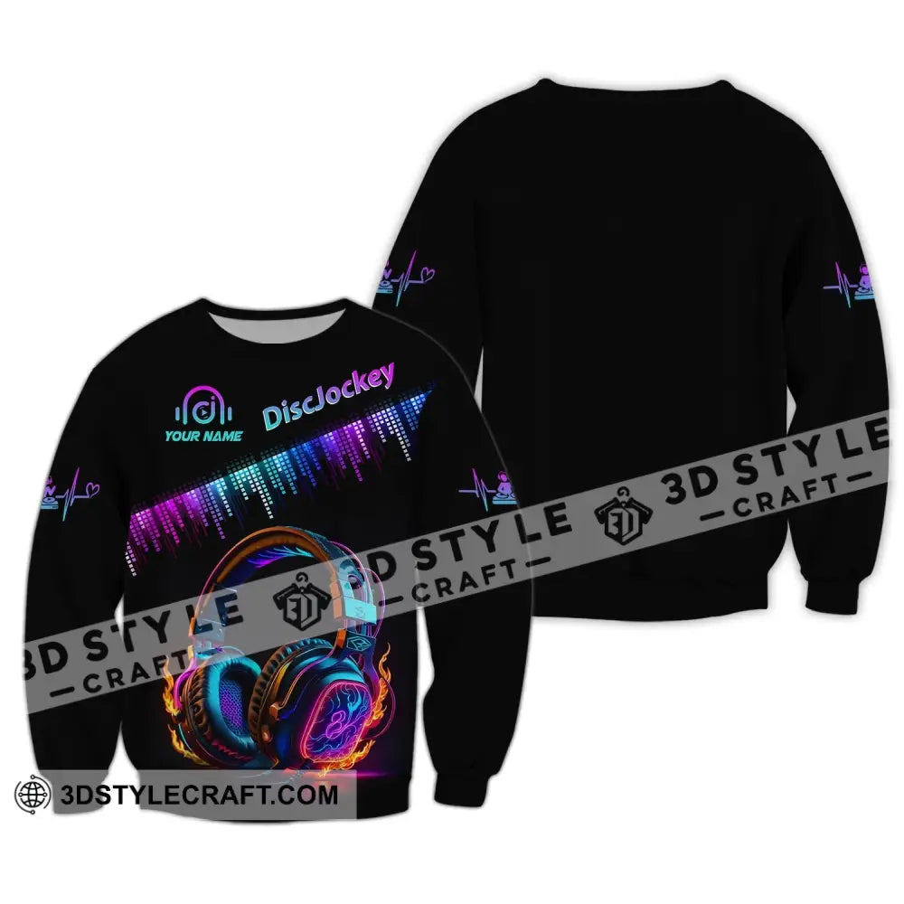 Unisex Shirt Custom Name Disc Jockey T-Shirt Music Lover Gift Dj Hoodie Long Sleeve / S