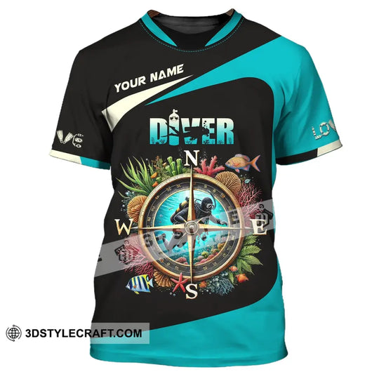 Unisex Shirt, Custom Name Diver Shirt, Diving Lover Apparel, Gift for Divers style option 2