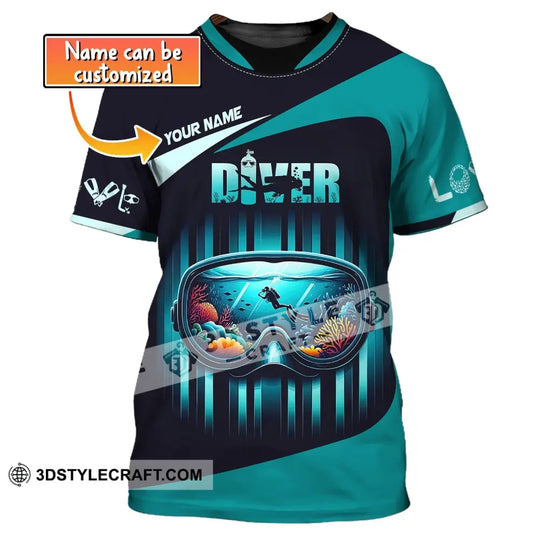 Unisex Shirt, Custom Name Diver Shirt, Diver Hoodie Shirt Polo Long Sleeve, Gift for Diving Lover style option 1