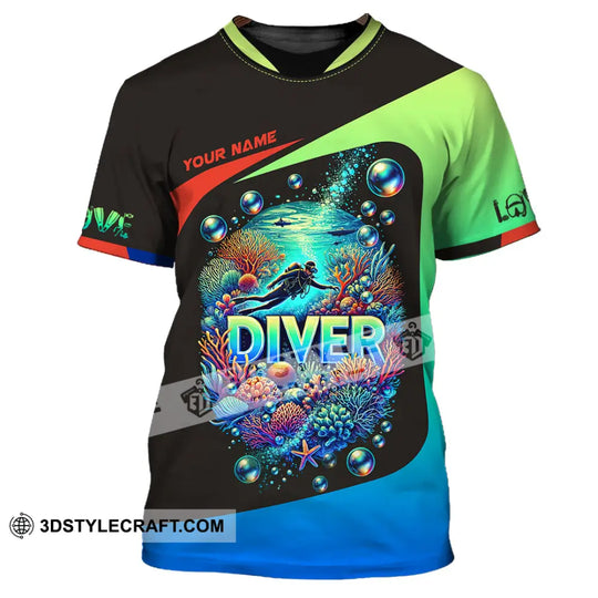 Unisex Shirt, Custom Name Diving Shirt, Diver Gift style option 2