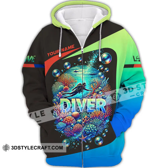Unisex Shirt, Custom Name Diving Shirt, Diver Gift style option 3