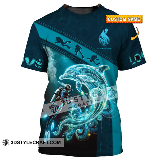 Unisex Shirt, Custom Name Diving Shirt, Diving Lover Gift style option 1