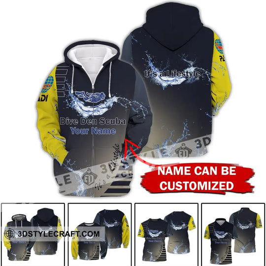 Unisex Shirt - Custom Name Diving T-Shirt - Personalized Shirt - Dive Den Scuba It's A Lifestyle style option 2