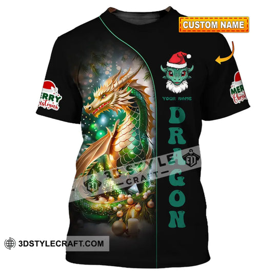 Unisex Shirt, Custom Name Dragon Shirt, Dragon Merry Christmas Gift style option 1