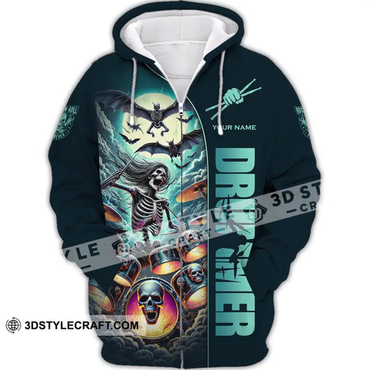 Unisex Shirt, Custom Name Drummer Shirt, Drumming Lover Hoodie Long Sleeve, Gift for Drummer style option 3