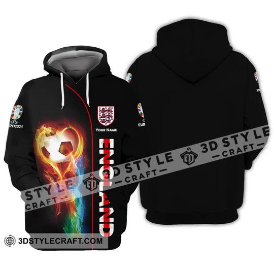 Unisex Shirt - Custom Name, England Fire Ball Black Shirt style option 3