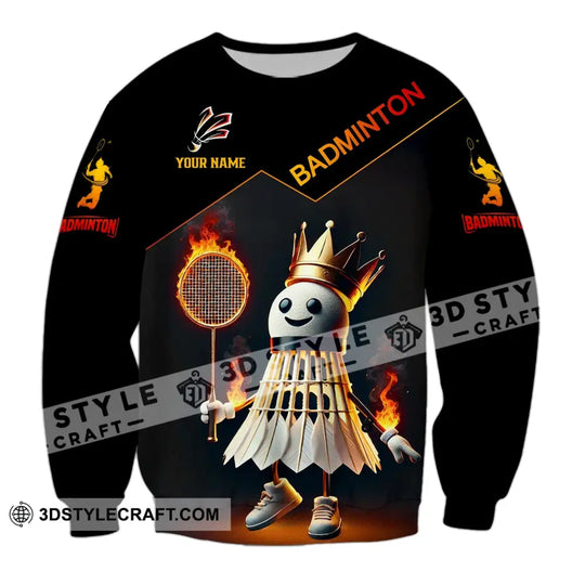 Unisex Shirt - Custom Name Shirt Fire Badminton style option 4