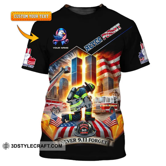 Unisex Shirt, Custom Name Firefighter Shirt, 911 Memorial Shirt, Never Forget style option 1