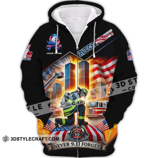 Unisex Shirt, Custom Name Firefighter Shirt, 911 Memorial Shirt, Never Forget style option 3