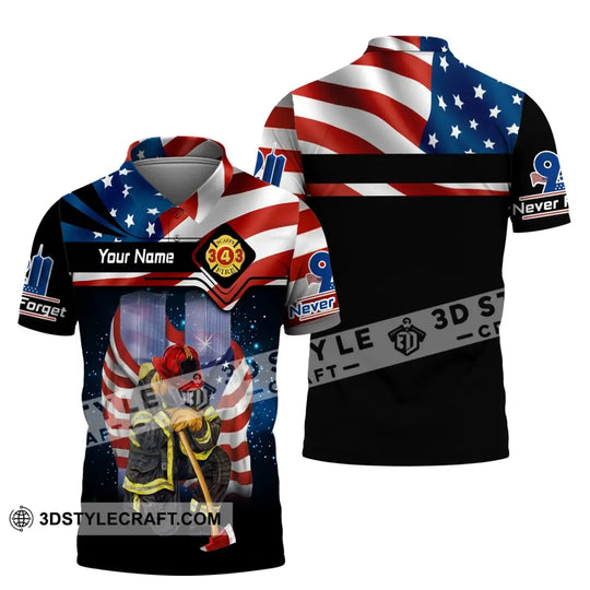 Unisex Shirt, Custom Name Firefighter Shirt, Never Forget, Fallen Firefighters 911 Memorial T-Shirt style option 3