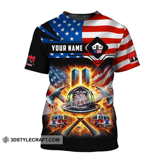 Unisex Shirt, Custom Name Firefighter Shirt, Never Forget, Fallen Firefighters 911 Memorial T-Shirt style option 2